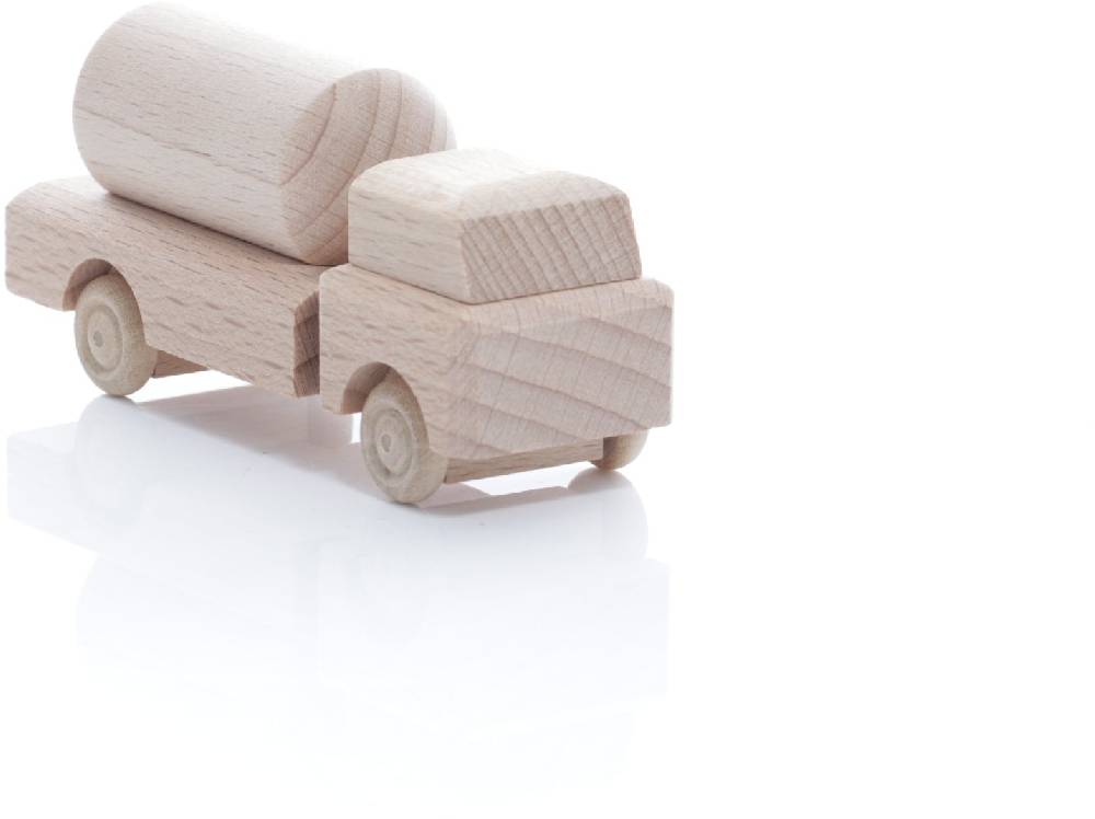 Rudolphs Schatzkiste Holzspielzeug - Miniaturfahrzeug Lastenauto Gefahrenguttransporter Natur - HxBxT 3,5x7,5x3cm
