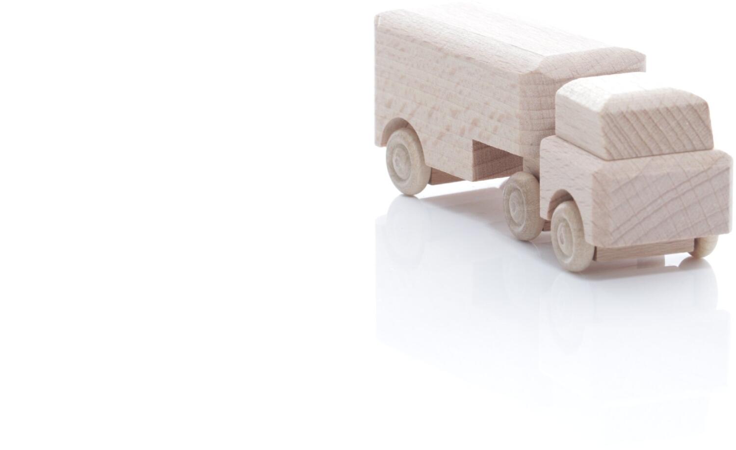 Rudolphs Schatzkiste Holzspielzeug - Miniaturfahrzeug Lastenauto mit Auflieger Natur - HxBxT 3,5x9x3cm