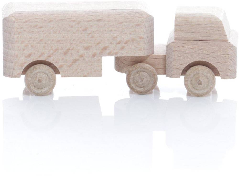 Rudolphs Schatzkiste Holzspielzeug - Miniaturfahrzeug Lastenauto mit Auflieger Natur - HxBxT 3,5x9x3cm Schlussverkauf