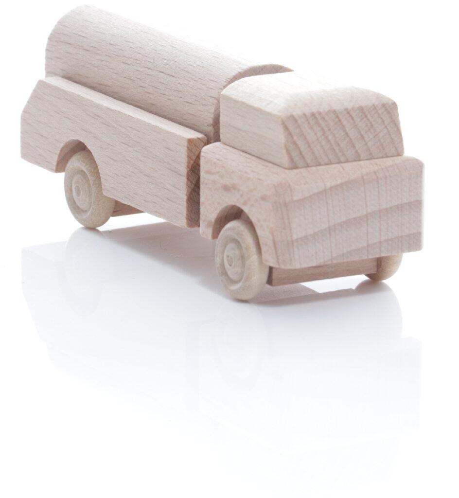 Rudolphs Schatzkiste Holzspielzeug - Miniaturfahrzeug Lastenauto Müllauto Natur - HxBxT 3,5x7,5x3cm