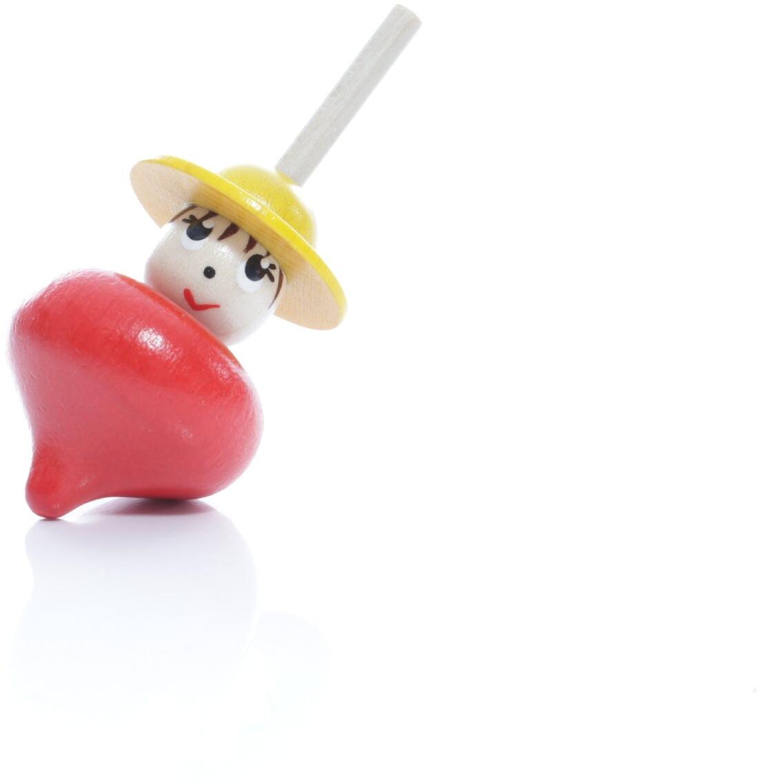 Rudolphs Schatzkiste Holzspielzeug Tischkreisel Frau rot Höhe=6cm Tischkreisel Frau rot