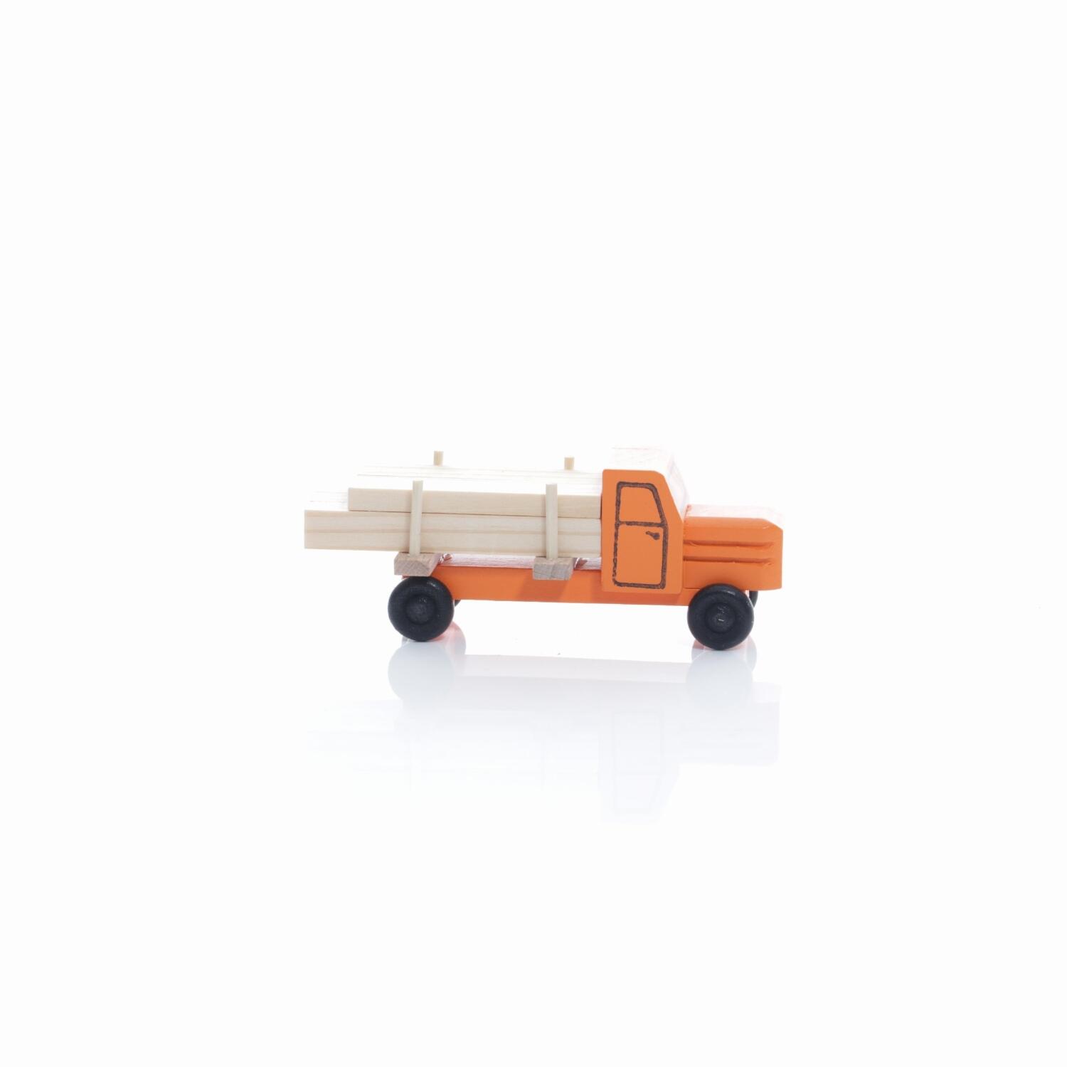 Rudolphs Schatzkiste Holzspielzeug - Miniaturfahrzeug Lastenauto mit Langholz Bunt - HxBxT 3,5x7,5x3cm Valentinstagsangebot