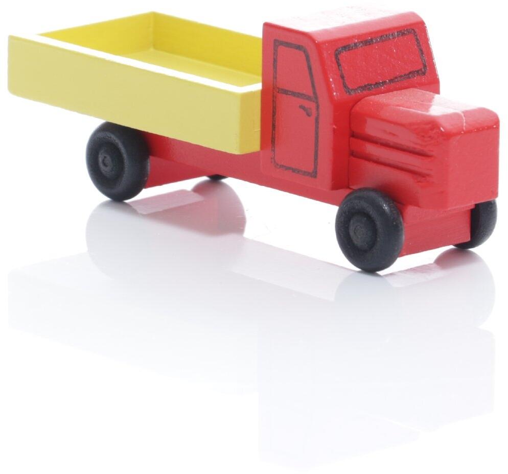 Rudolphs Schatzkiste Holzspielzeug - Miniaturfahrzeug Lastenauto mit Pritsche Bunt - HxBxT 3,5x7,5x3cm