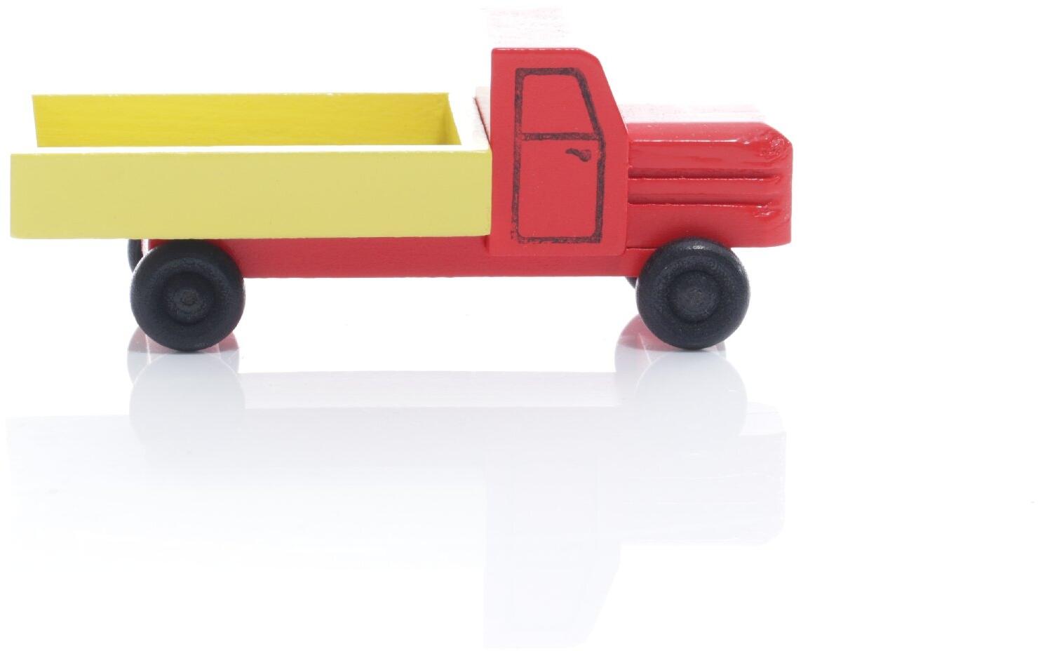 Rudolphs Schatzkiste Holzspielzeug - Miniaturfahrzeug Lastenauto mit Pritsche Bunt - HxBxT 3,5x7,5x3cm Jubiläumsangebot