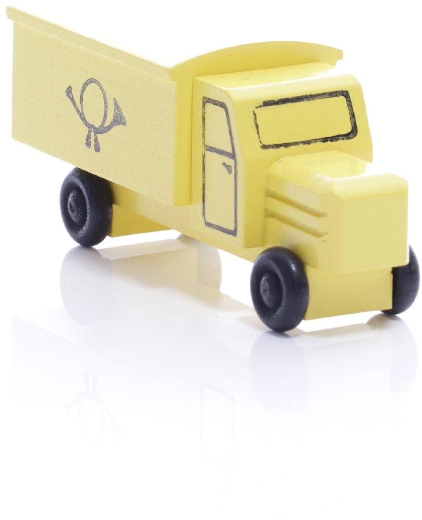 Rudolphs Schatzkiste Holzspielzeug - Miniaturfahrzeug Lastenauto Postauto Bunt - HxBxT 3,5x7,5x3cm