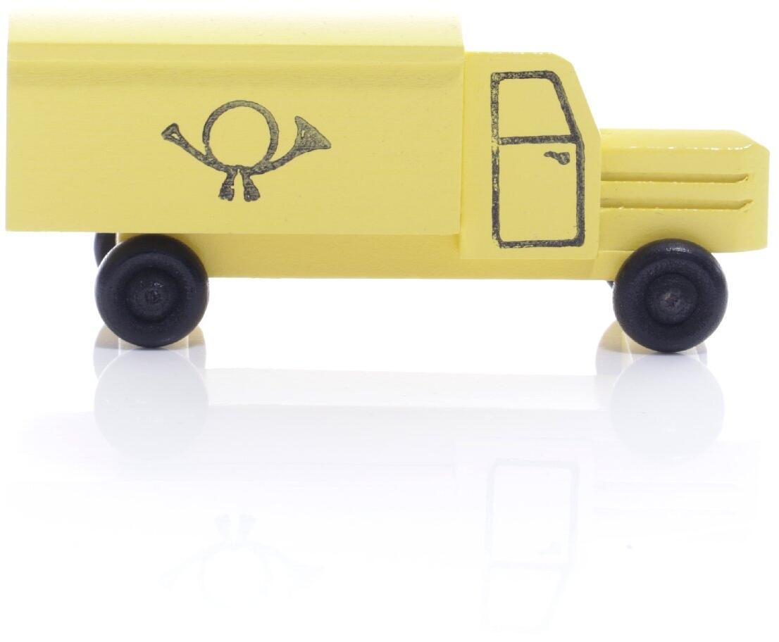 Rudolphs Schatzkiste Holzspielzeug - Miniaturfahrzeug Lastenauto Postauto Bunt - HxBxT 3,5x7,5x3cm Lagerräumung
