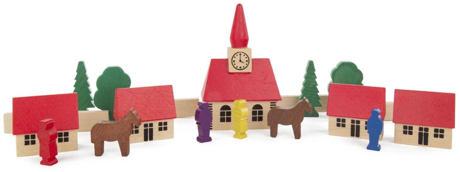 Rudolphs Schatzkiste Holzspielzeug Dorf mit Kirche (19) Höhe ca. 9cm