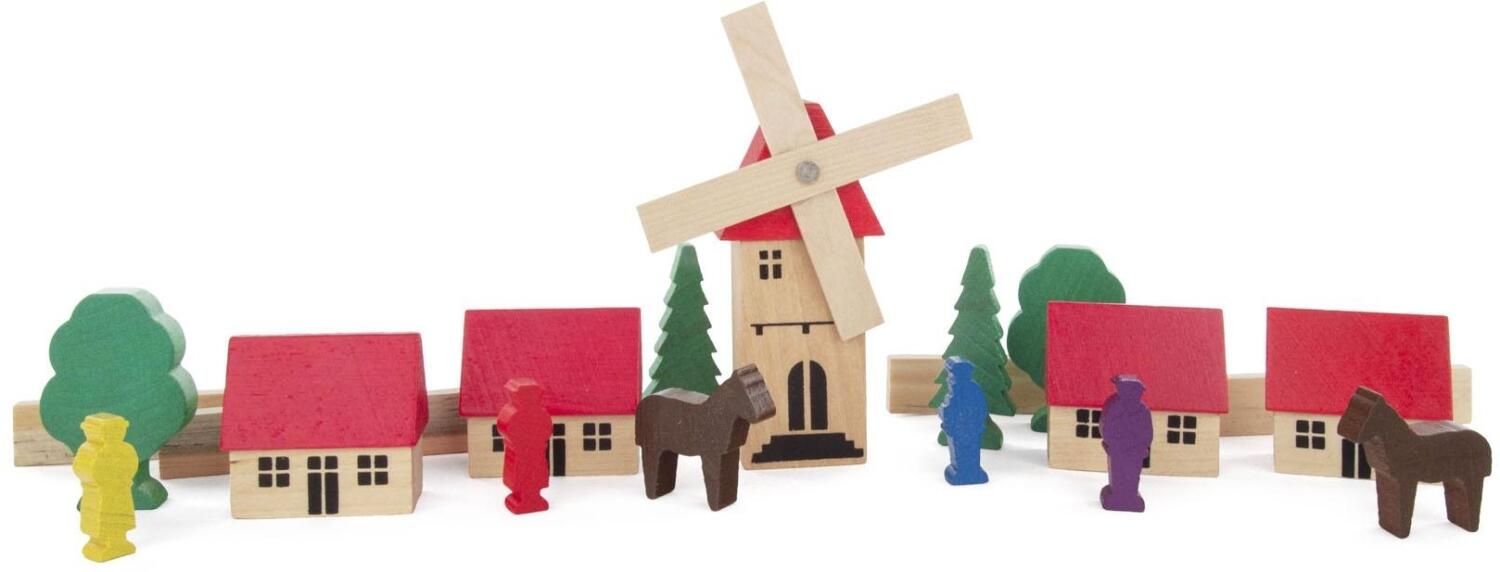 Rudolphs Schatzkiste Holzspielzeug Dorf mit Windmühle (19) Höhe ca. 10cm