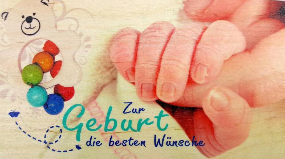 Rudolphs Schatzkiste Holzkarte Geburt Boy BxHxT 18x10x0,3cm