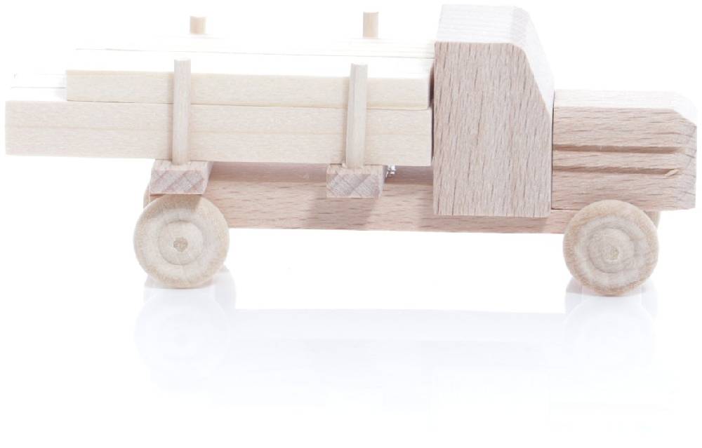 Rudolphs Schatzkiste Holzspielzeug - Miniaturfahrzeug Lastenauto mit Haube und Langholz Natur - HxBxT 3,5x7,5x3cm Zeitlich begrenztes Angebot