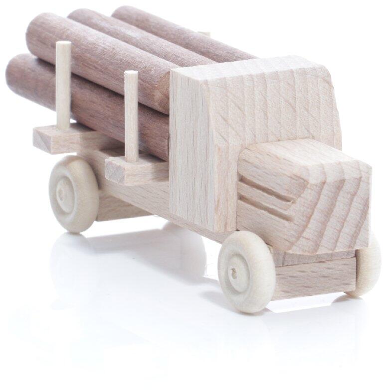 Rudolphs Schatzkiste Holzspielzeug - Miniaturfahrzeug Lastenauto mit Haube und Rundholz Natur - HxBxT 3,5x7,5x3cm Exklusive Angebote