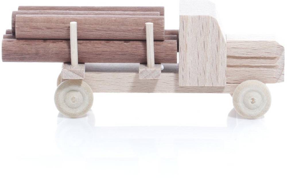Rudolphs Schatzkiste Holzspielzeug - Miniaturfahrzeug Lastenauto mit Haube und Rundholz Natur - HxBxT 3,5x7,5x3cm Exklusive Angebote