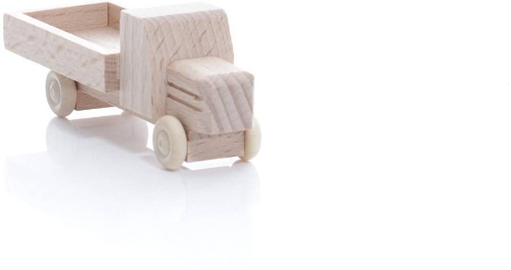 Rudolphs Schatzkiste Holzspielzeug - Miniaturfahrzeug Lastenauto mit Pritsche und Haube Natur - HxBxT 3,5x7,5x3cm Blitzangebot