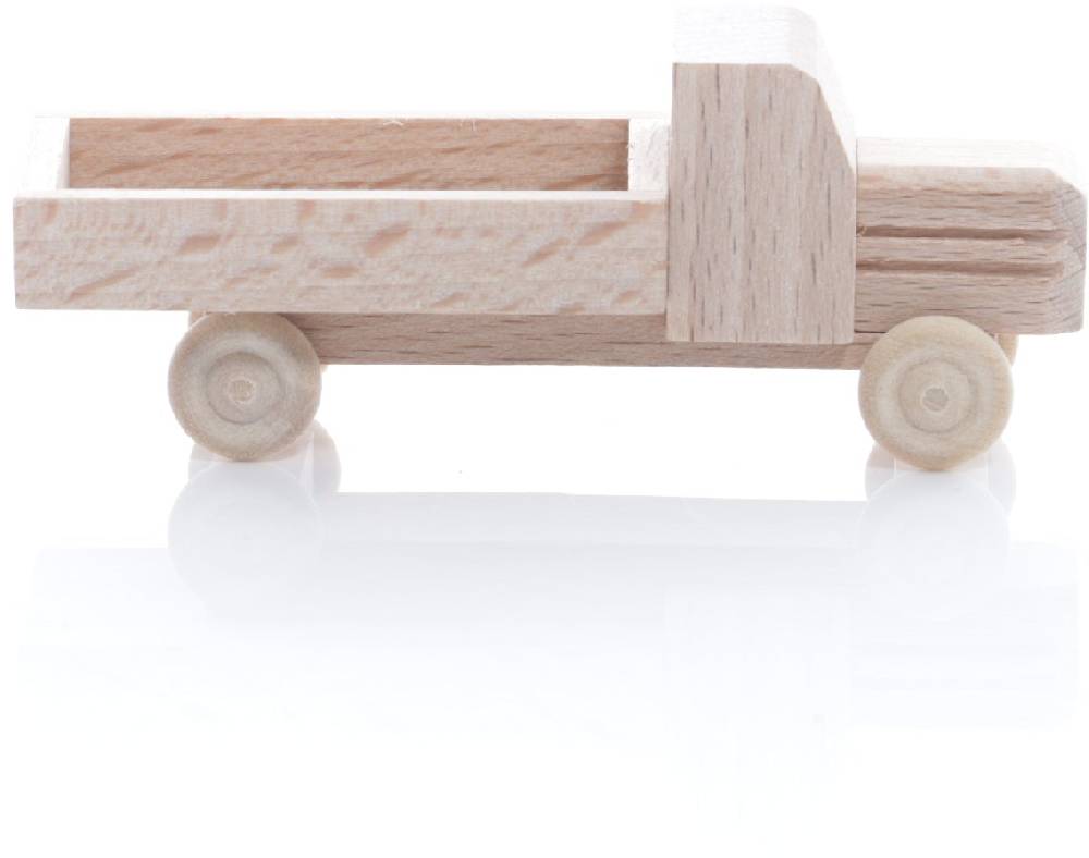 Rudolphs Schatzkiste Holzspielzeug - Miniaturfahrzeug Lastenauto mit Pritsche und Haube Natur - HxBxT 3,5x7,5x3cm Blitzangebot