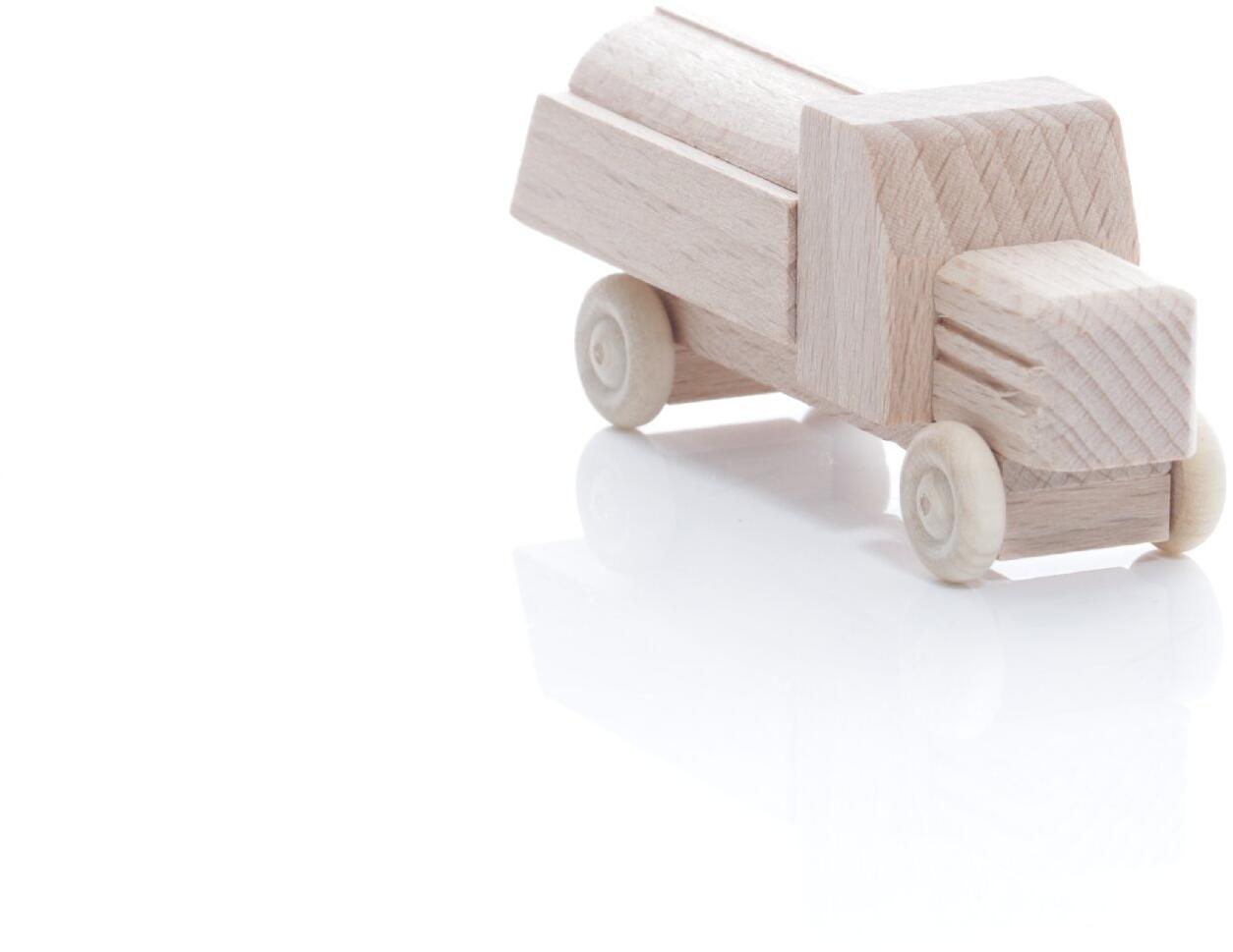 Rudolphs Schatzkiste Holzspielzeug - Miniaturfahrzeug Lastenauto Tankauto mit Haube Natur - HxBxT 3,5x7,5x3cm