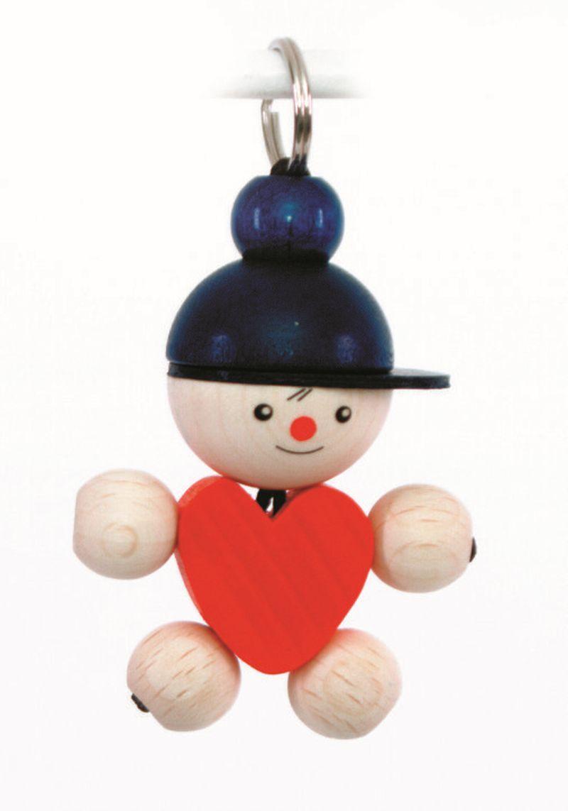 Rudolphs Schatzkiste Holzspielzeug Schlüsselanhänger Joe mit Herz BxLxH 45x35x80mm