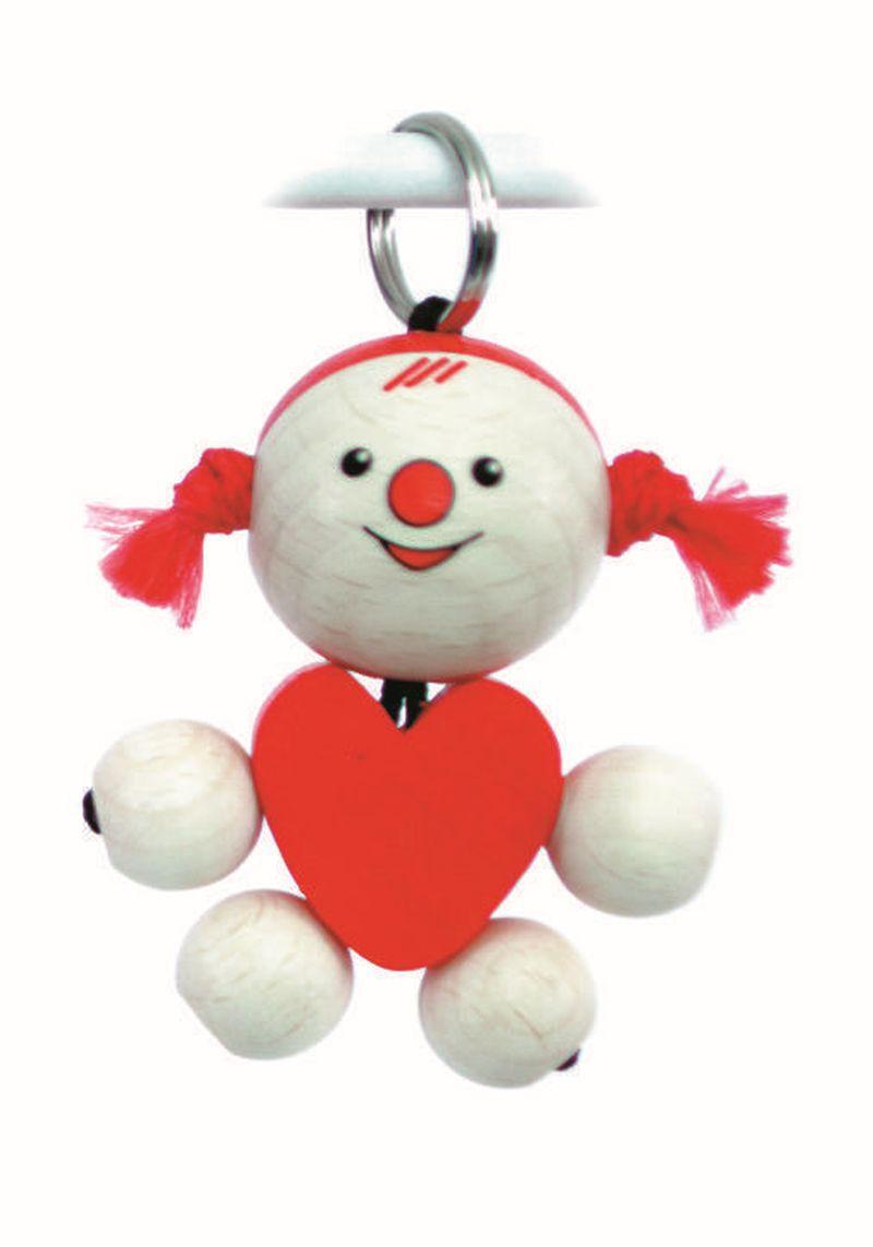 Rudolphs Schatzkiste Holzspielzeug Schlüsselanhänger Lucie mit Herz BxLxH 45x30x70mm
