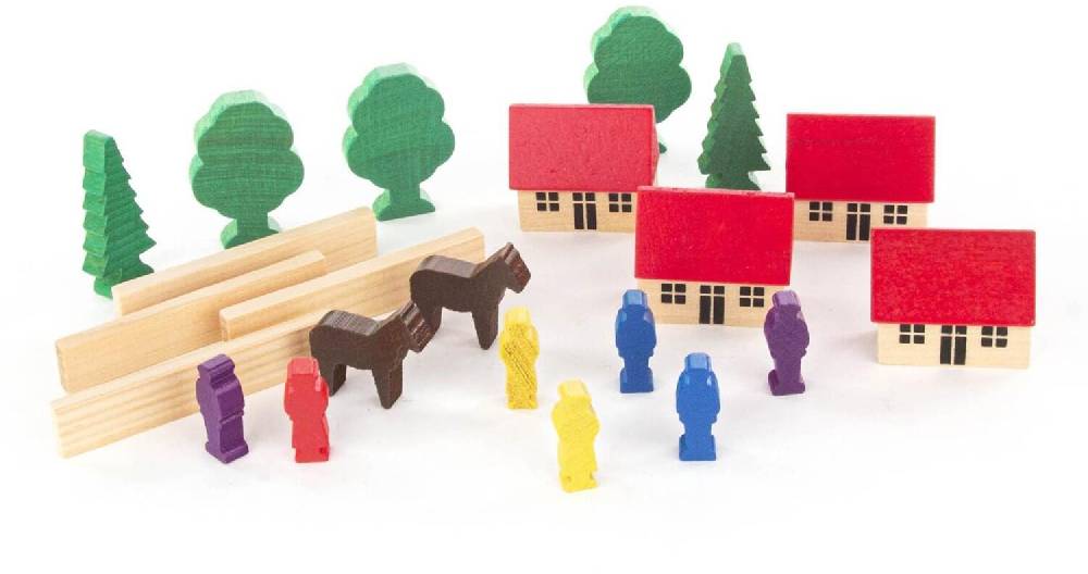 Rudolphs Schatzkiste Holzspielzeug Feriensiedlung mit Pferden (23) Höhe ca. 4cm