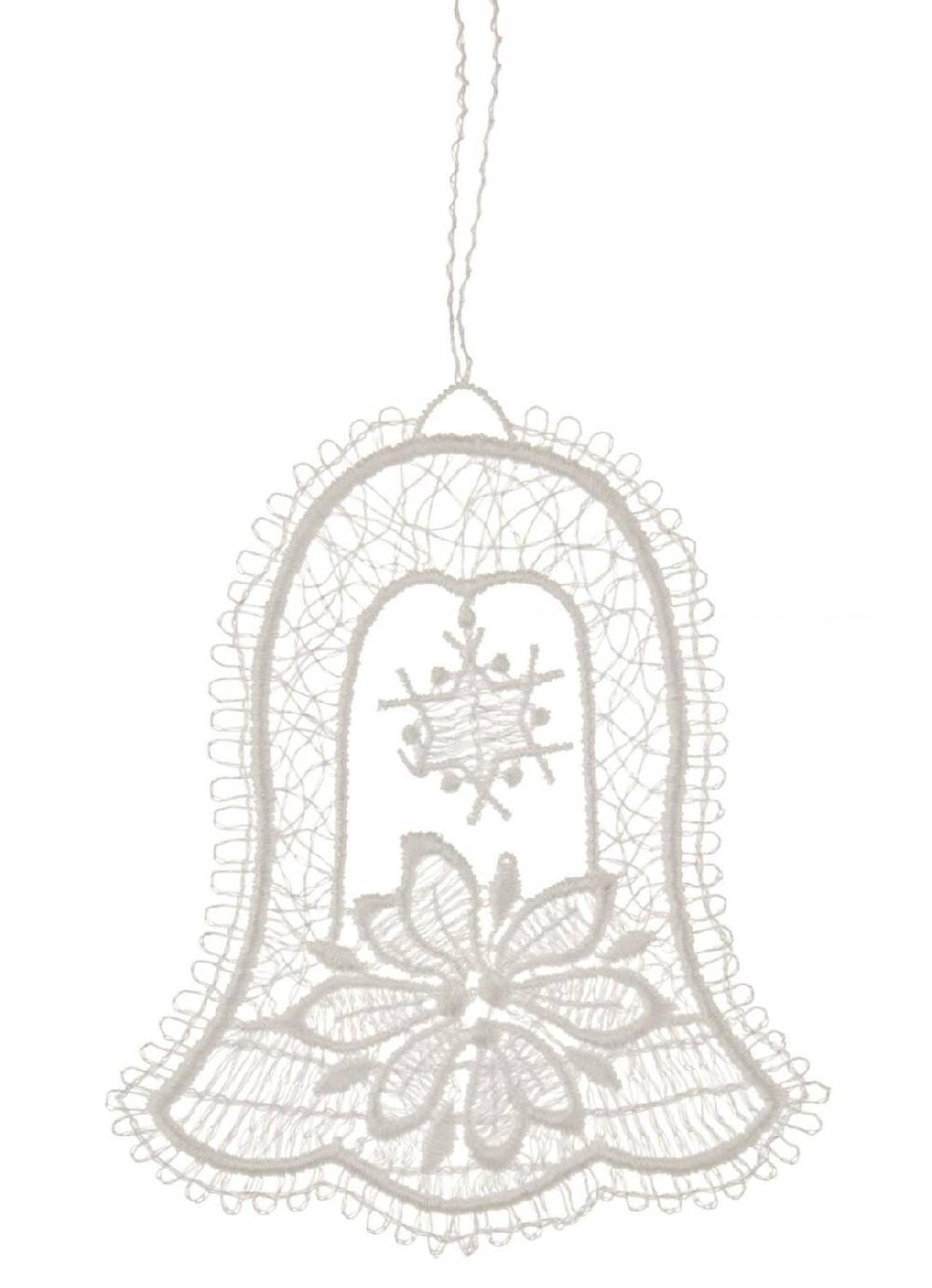 Rudolphs Schatzkiste Baumbehang Glocke mit Weihnachtsstern Plauener Spitze BxHxT 9x9x0,1cm