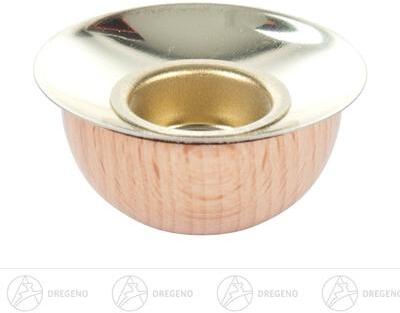Rudolphs Schatzkiste Ersatzteile & Bastelbedarf Holztülle mit Messingeinsatz für Kerzen d=17mm und Tropfschale d=40mm Breite x Höhe x Tiefe 4,1 cmx1,6 cmx4,1 cm