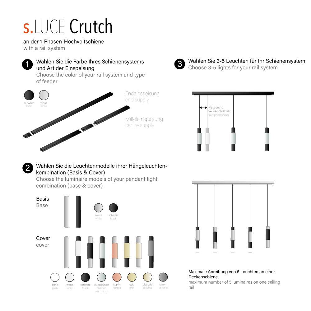 S.Luce s.luce Crutch Hängelampe inkl. 1-Phasen-Schienensystem Sonderangebot der Fabrik