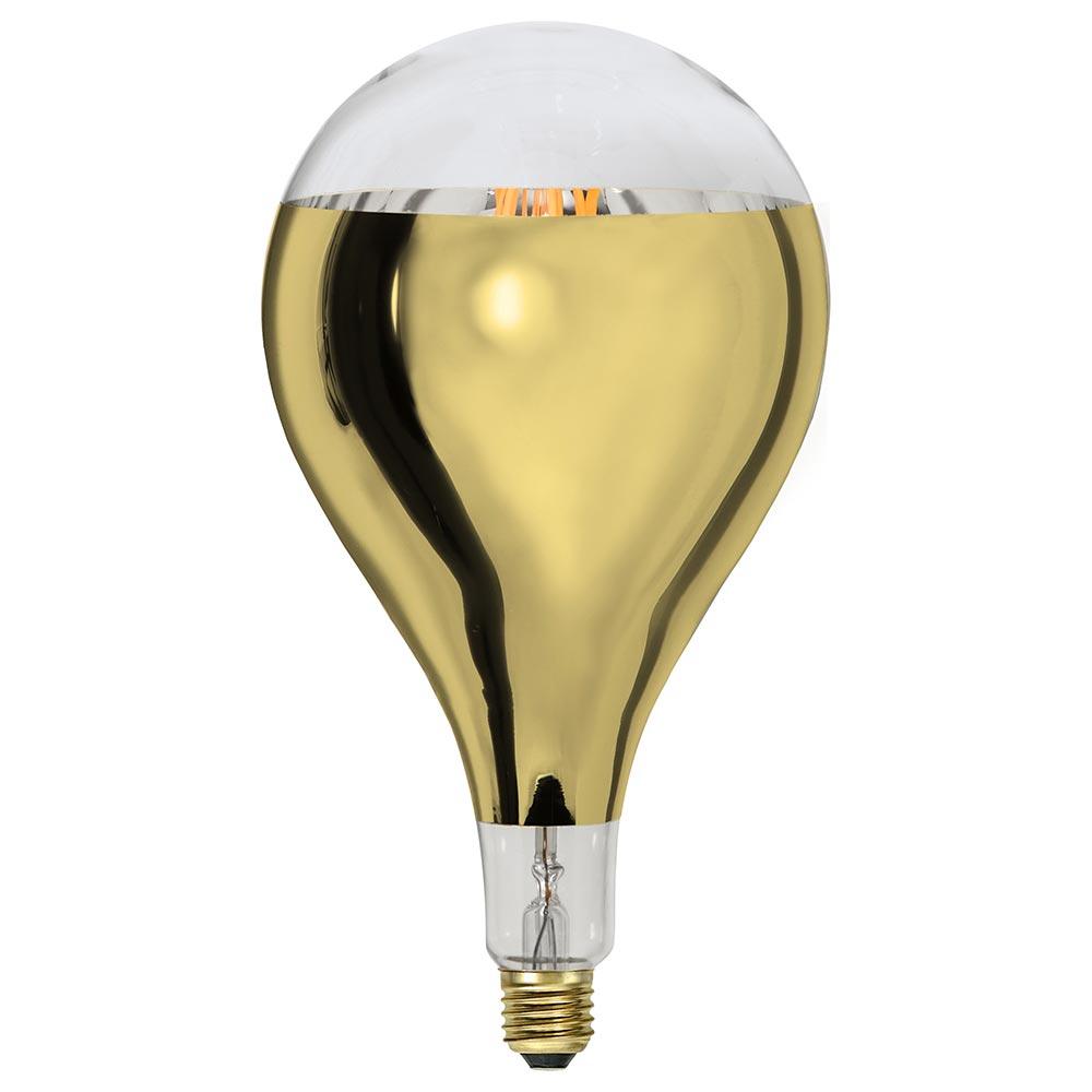 S.Luce E27 LED XXL Kopfspiegel Gold Extra Warmweiß 2000K 400lm 8W Dimmbar Sonderangebot