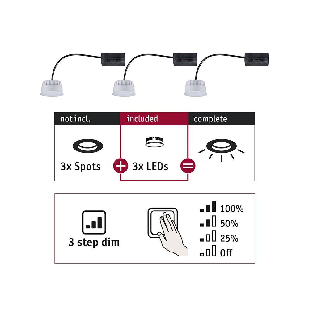 S.Luce LED Modul Choose 3er-Set Rund mit 3-Stufen-Dimmer 2700K Exklusive Angebote