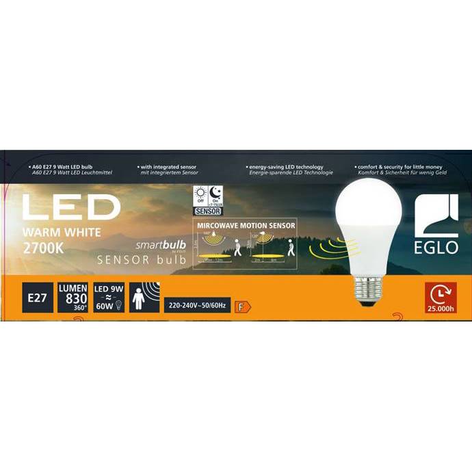S.Luce E27 Sensor LED Warmweiß 2700K 830lm 9W inkl. Bewegungsmelder Bestseller