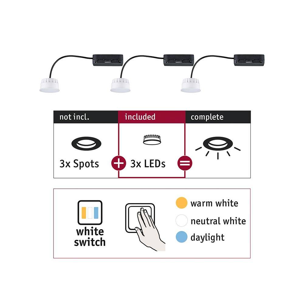 S.Luce LED Modul Choose 3er-Set Weiß CCT-Switch 2700-6500K Kostenlose Rückgabe