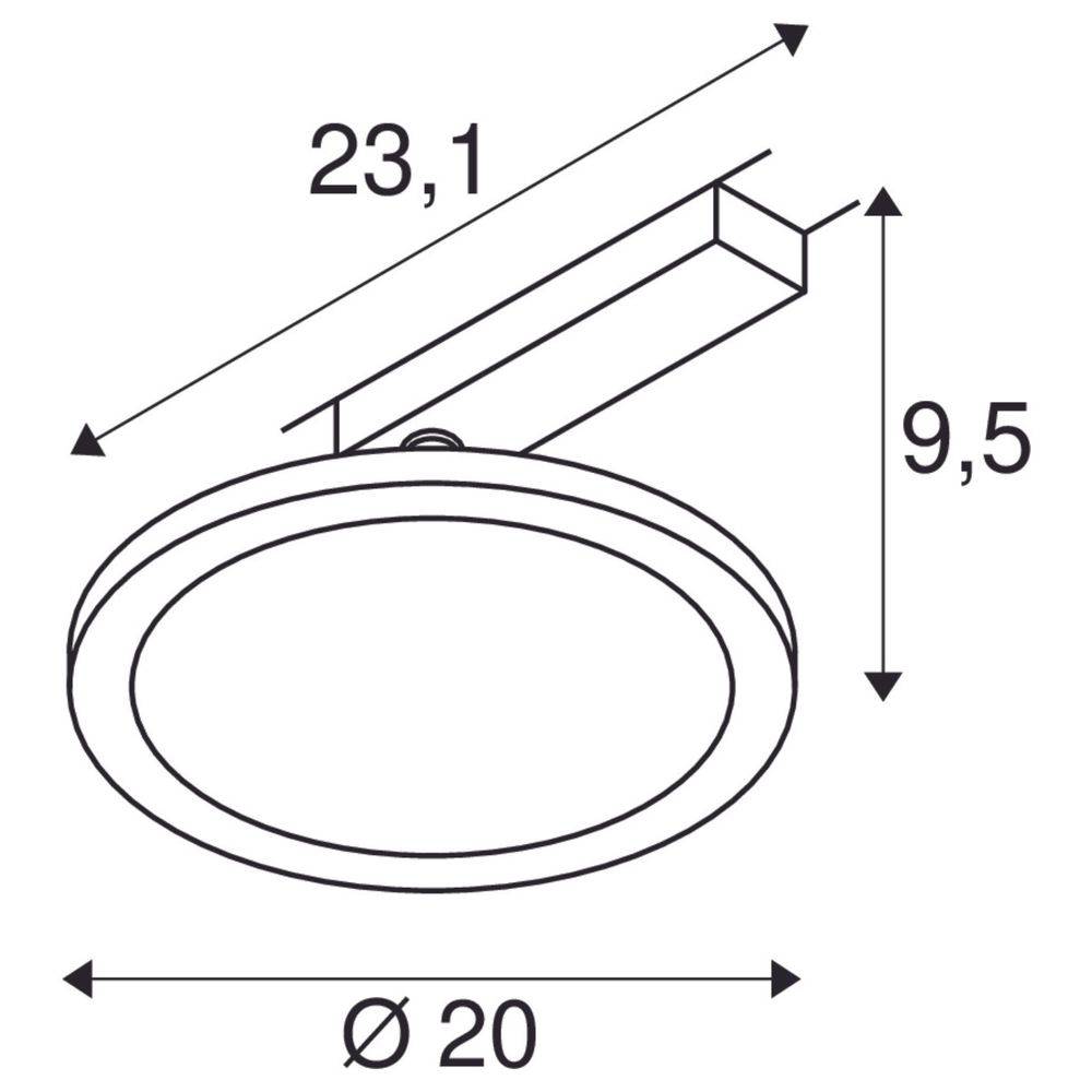 S.Luce SLV Panel LED Spot Schwarz Track Round Ø 20cm 1-Phasen 50% Rabatt für begrenzte Zeit