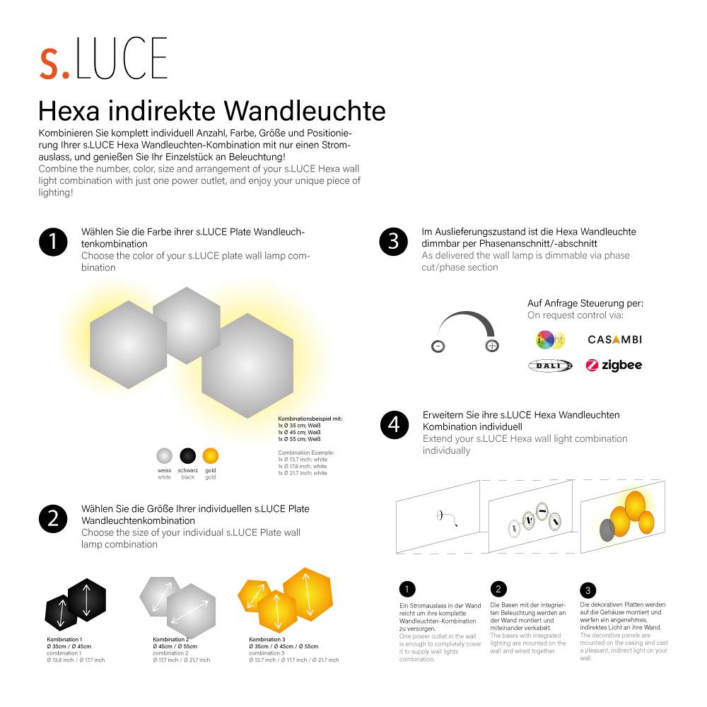 S.Luce s.luce Hive indirekte LED Wandleuchte Kombination Kauf eins, bekomm eins gratis