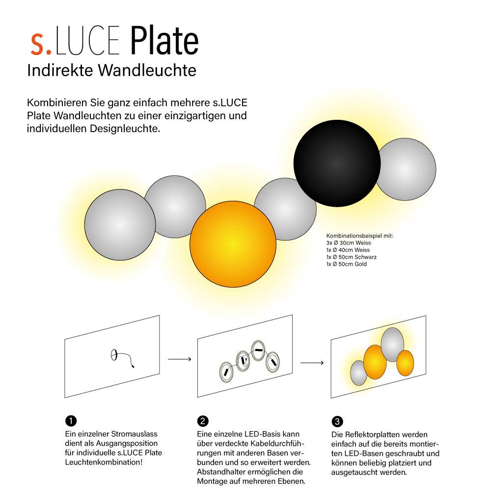 S.Luce s.luce Verbindungskabel für Cloud und Hive indirekte Wandleuchte Rabatt