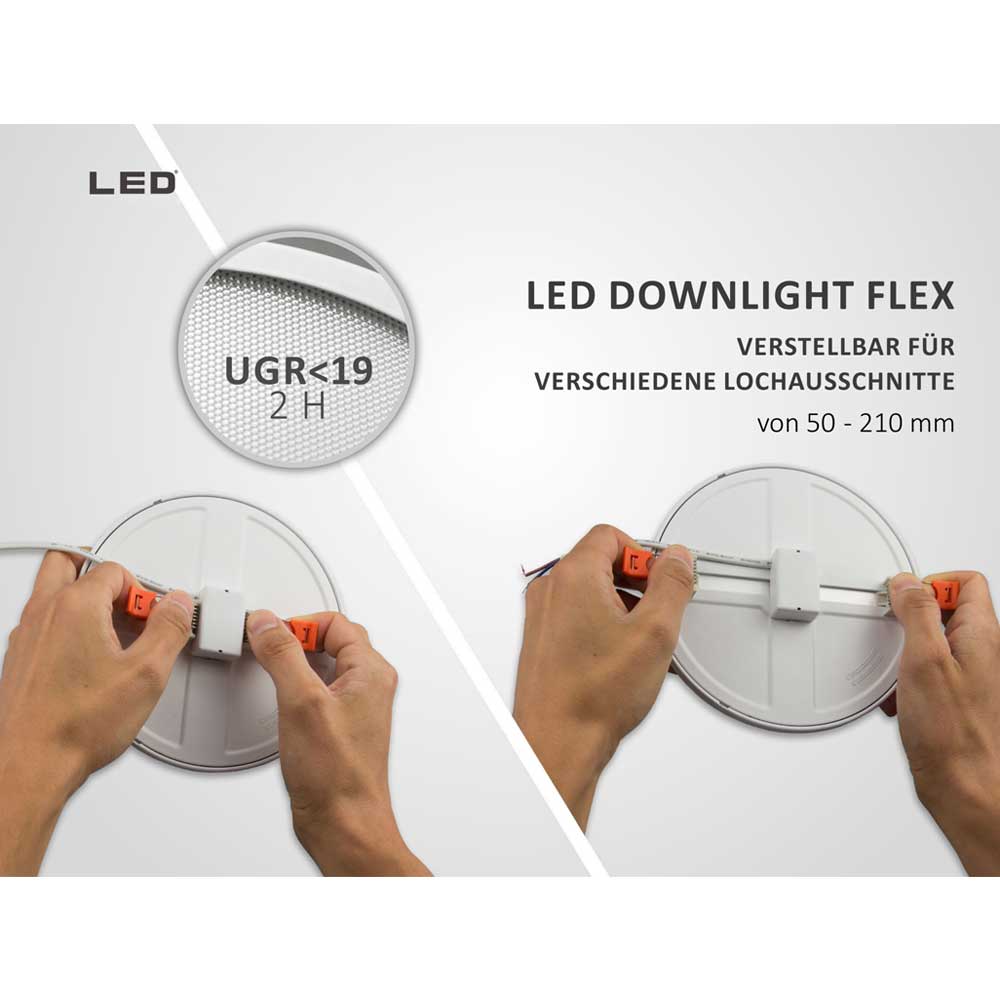 S.Luce Einbau LED-Panel Ø 23cm Flex 23W Ausschnitt 5-21cm Neutralweiß Hotsell