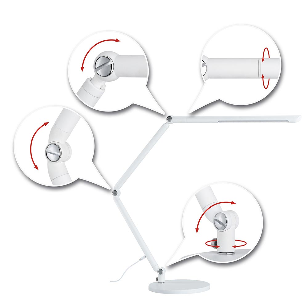 S.Luce LED Schreibtischleuchte FlexBar Weiß mit 3-Stufen-Dimmer Meist gekauft