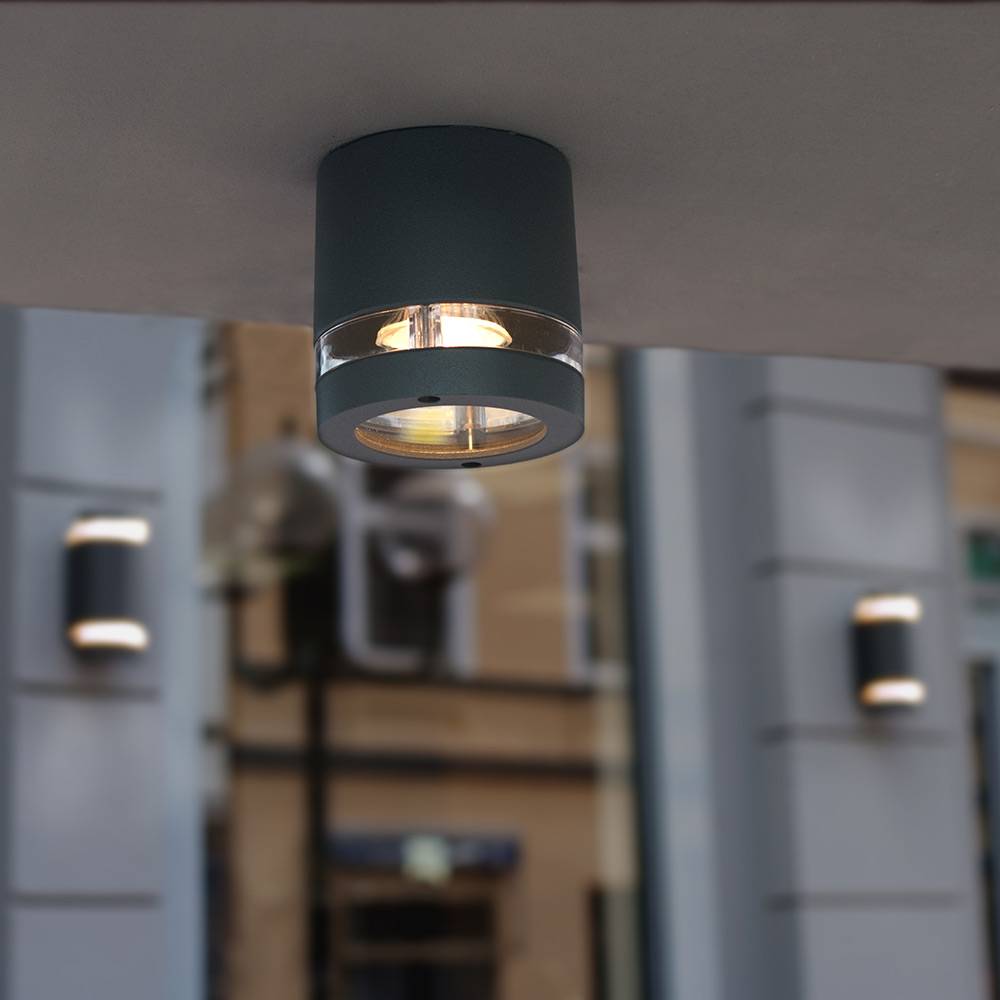 S.Luce Außen-Deckenleuchte Focus IP44 Anthrazit im Angebot