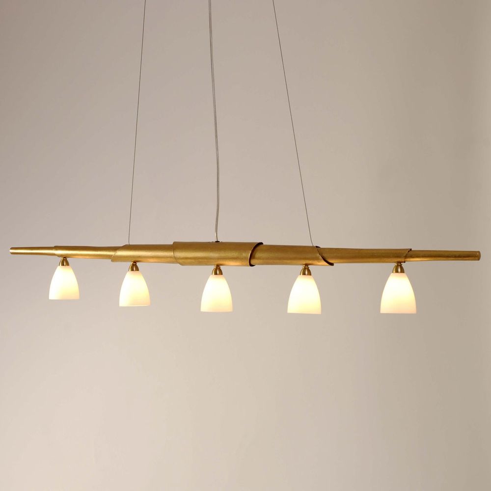 S.Luce Hängeleuchte 5-flammig Innovazione Eisen-Glas Gold Neuheiten